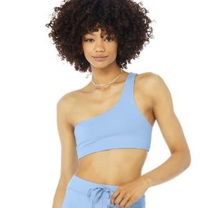 ALO Yoga Light Blue One-Shoulder Sports Bra
